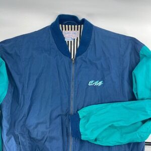 Norman Todd Classic Mens XXL‎ Bomber Jacket EAA Navy Teal Color Block Zip Up